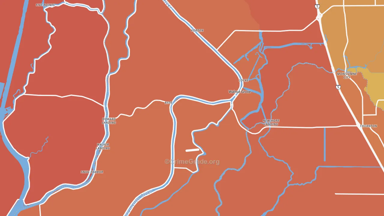 Walnut Grove, CA Map of Murder Rates