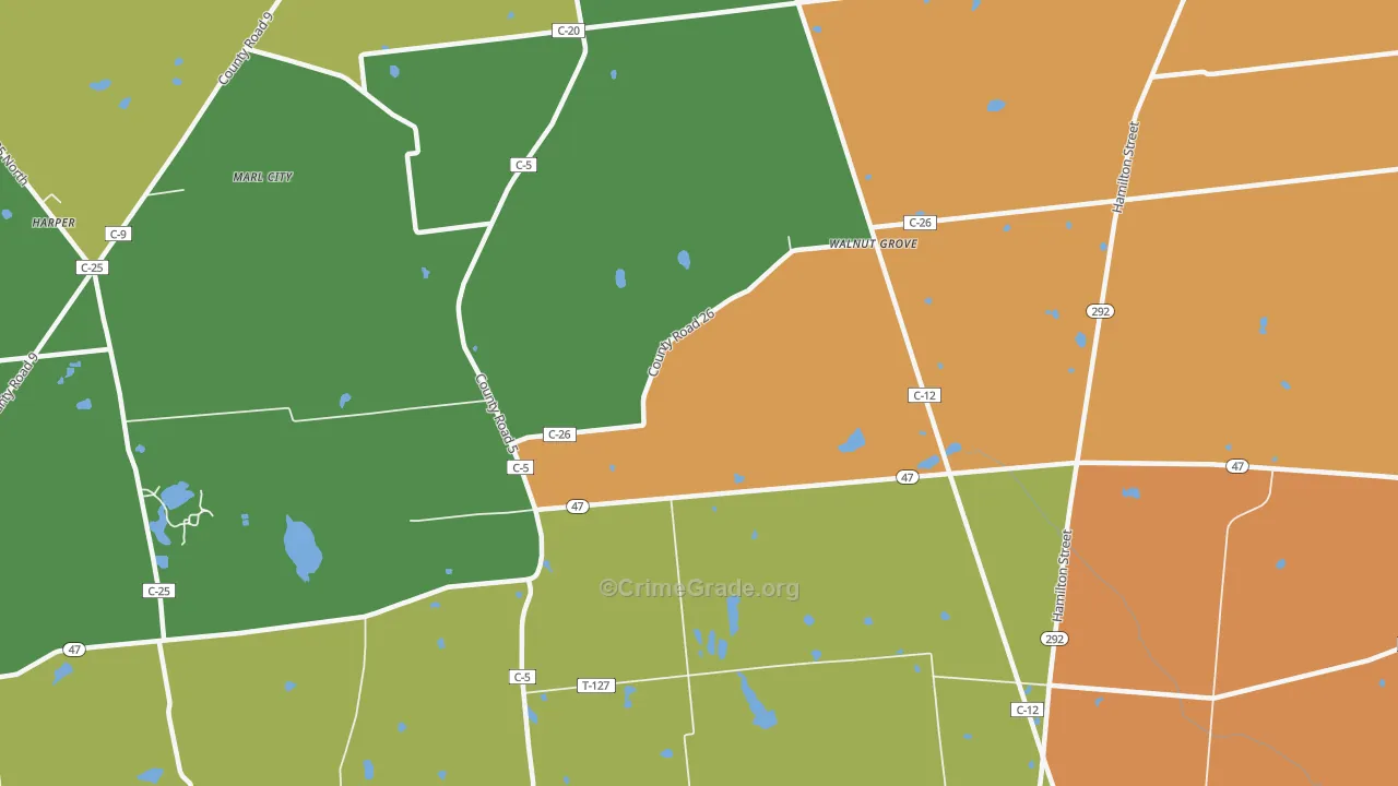 Walnut Grove, OH Map of Murder Rates