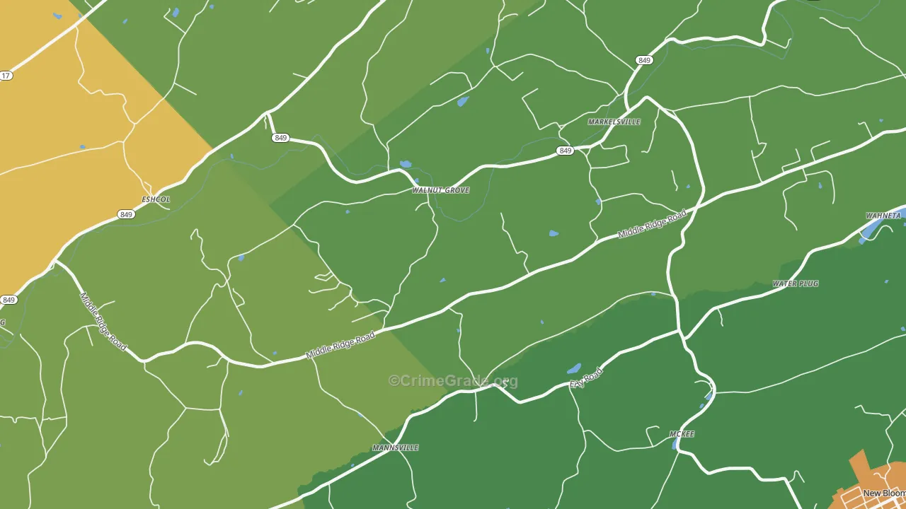 Walnut Grove, PA Map of Murder Rates