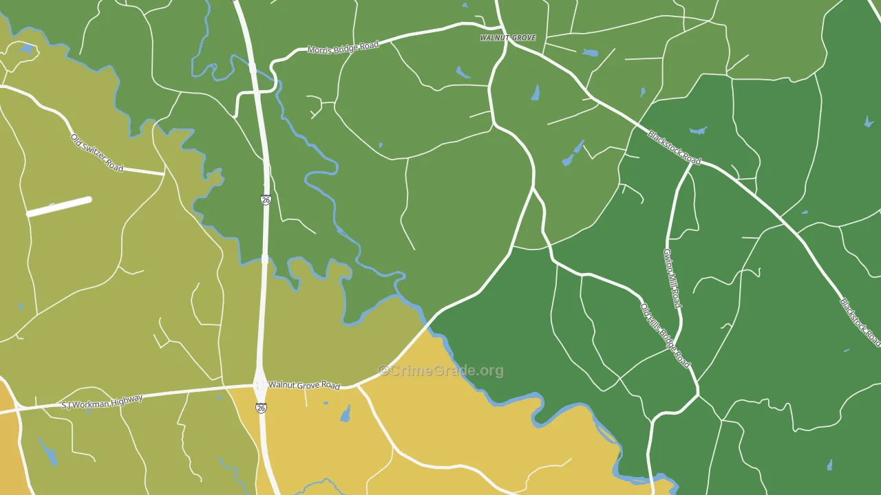 Walnut Grove, SC Map of Murder Rates
