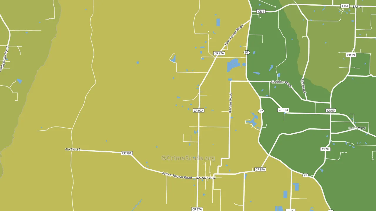 Walnut Hill, FL Map of Murder Rates