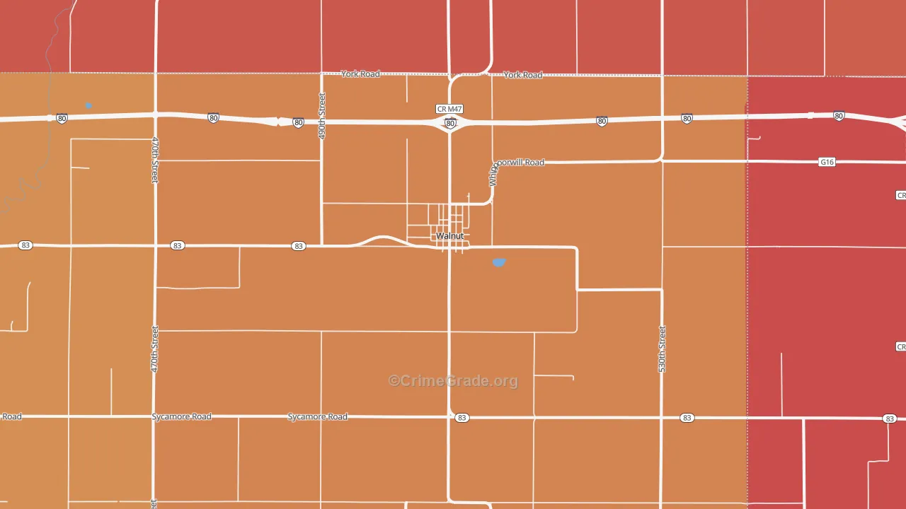 Walnut, IA Map of Murder Rates