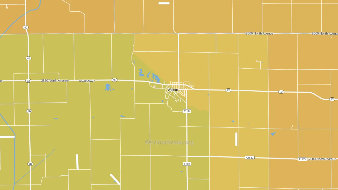Walnut, IL Map of Murder Rates