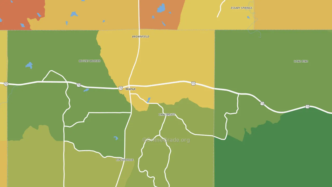 Walnut, MS Map of Murder Rates