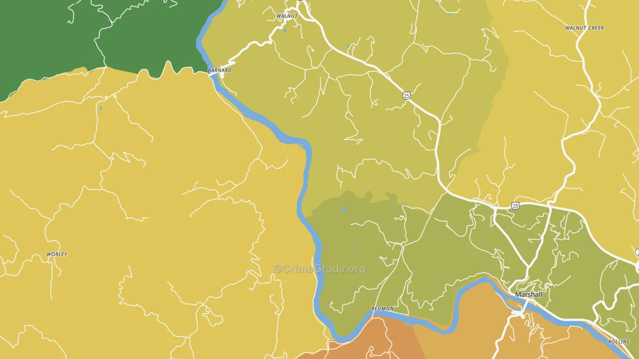 Walnut, NC Map of Murder Rates