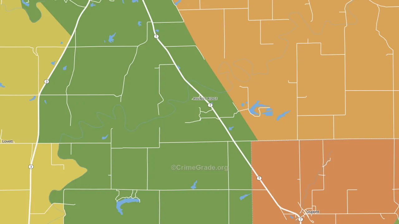 Walnut Ridge, IN Map of Murder Rates