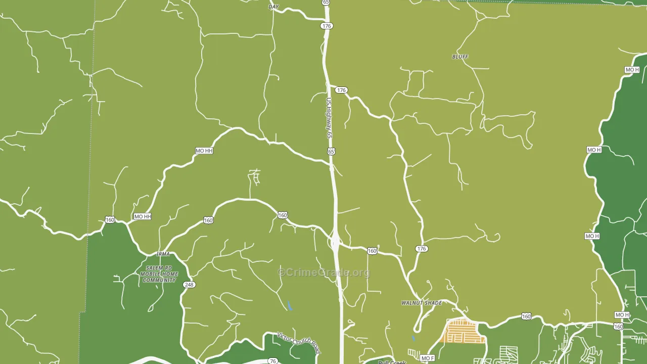 Walnut Shade, MO Map of Murder Rates