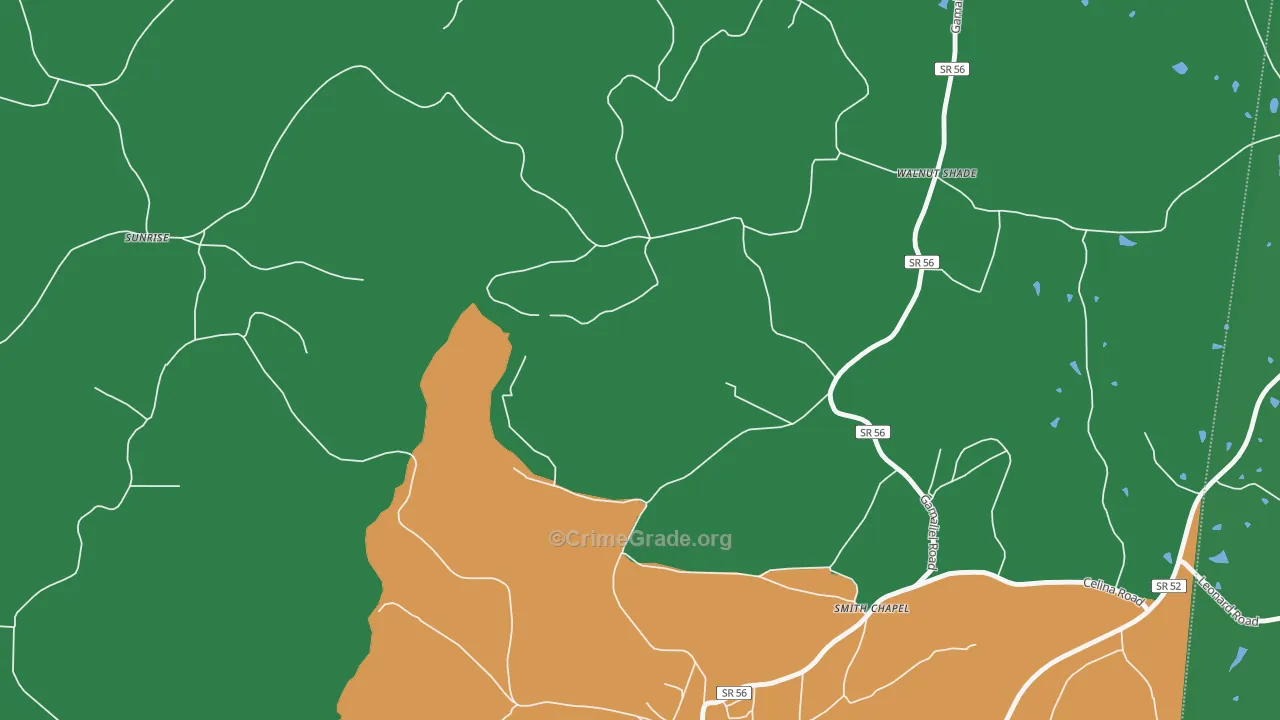 Walnut Shade, TN Map of Murder Rates