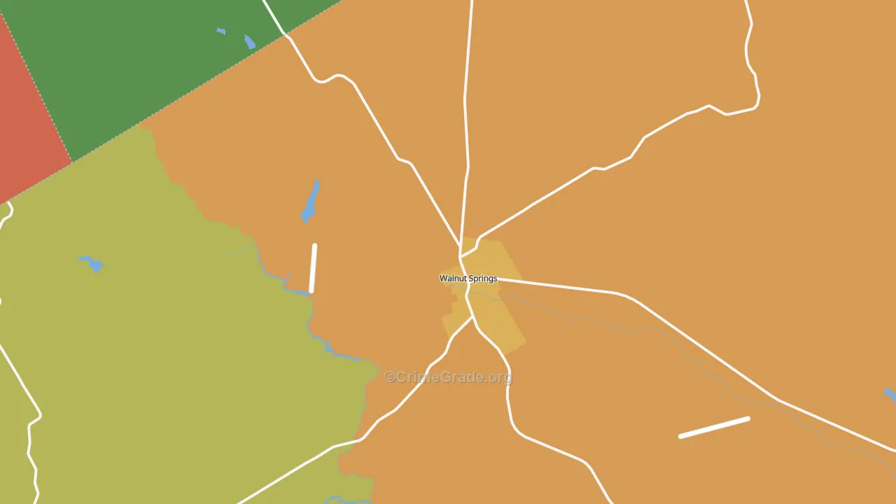 Walnut Springs, TX Map of Murder Rates