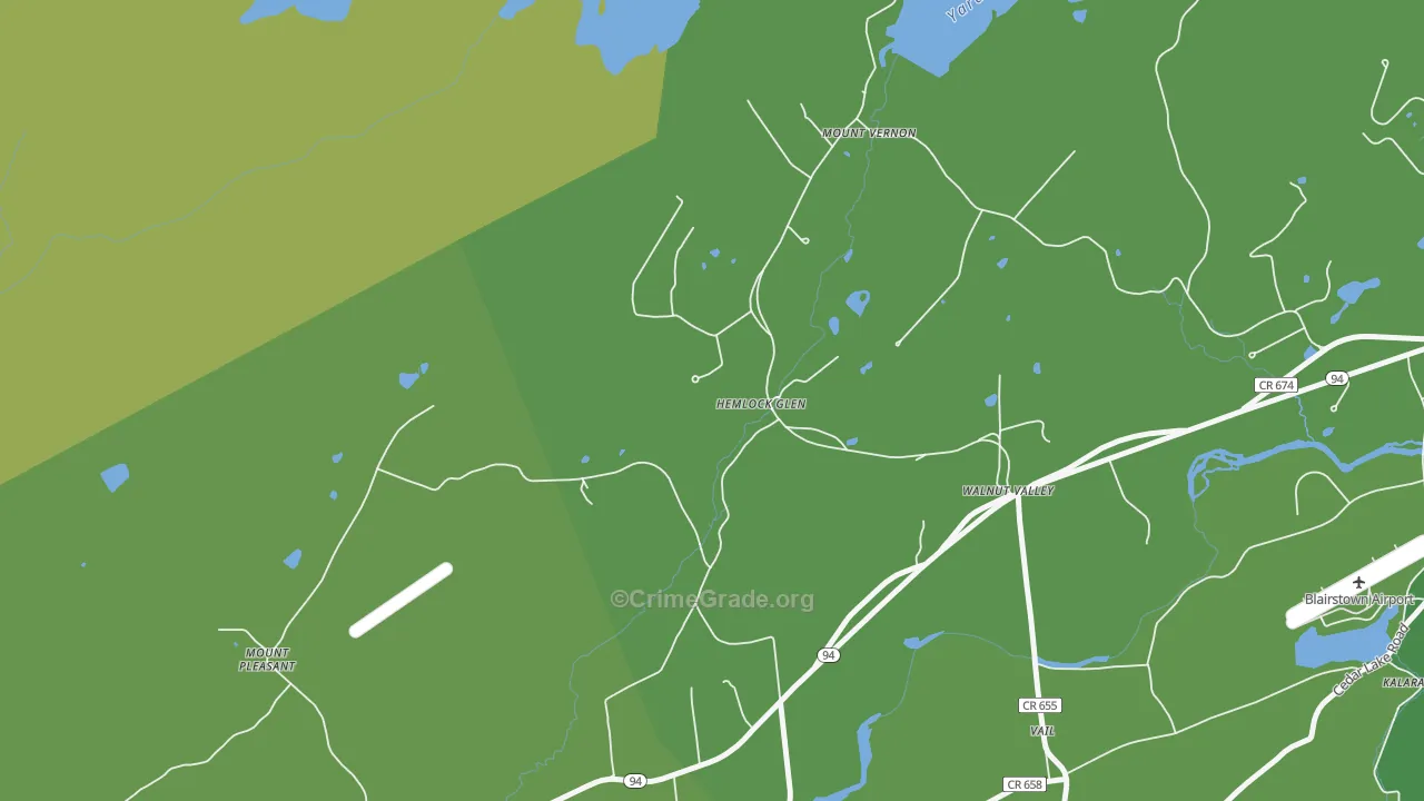 Walnut Valley, NJ Map of Murder Rates