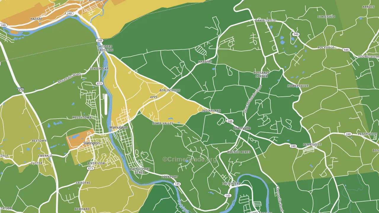 Walnutport, PA Map of Murder Rates