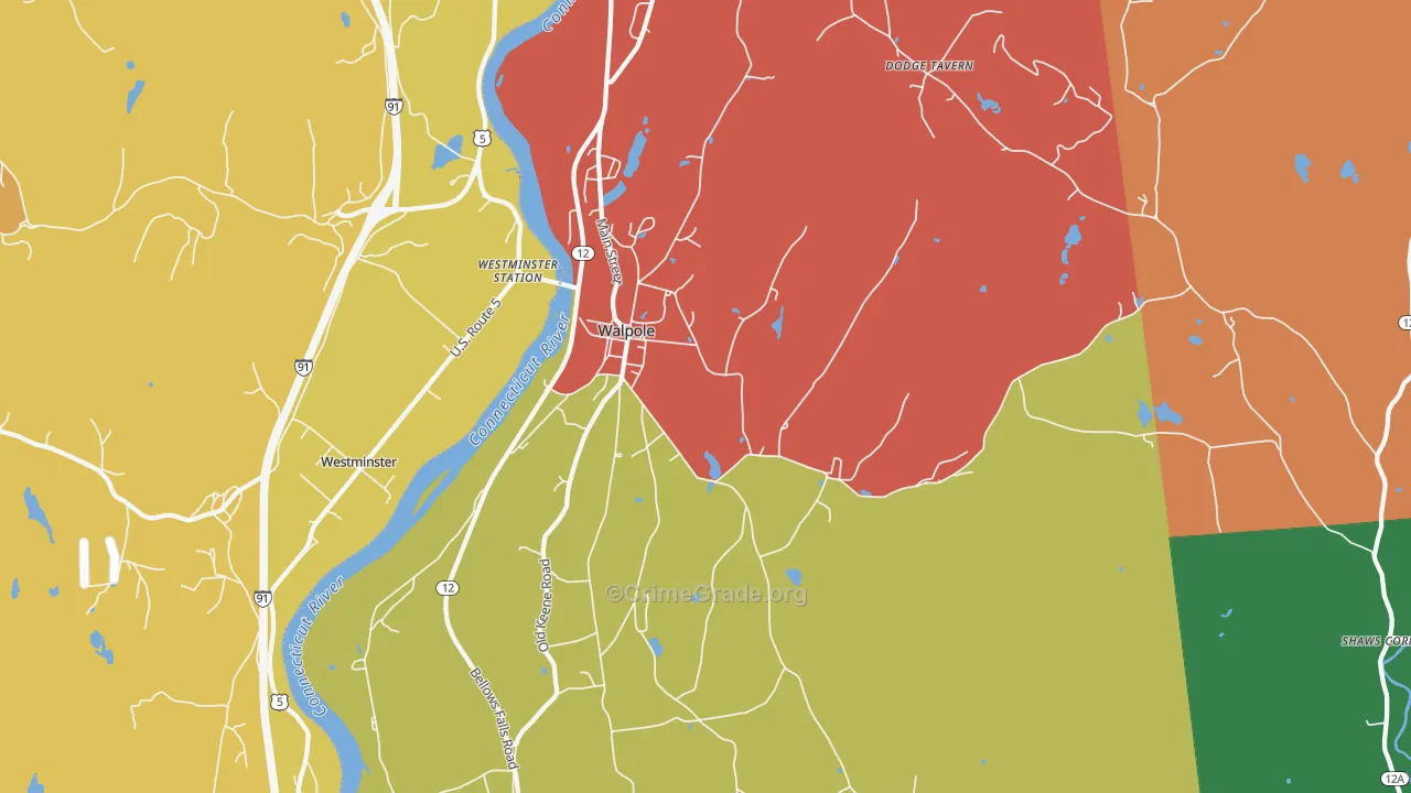 Walpole, NH Map of Murder Rates