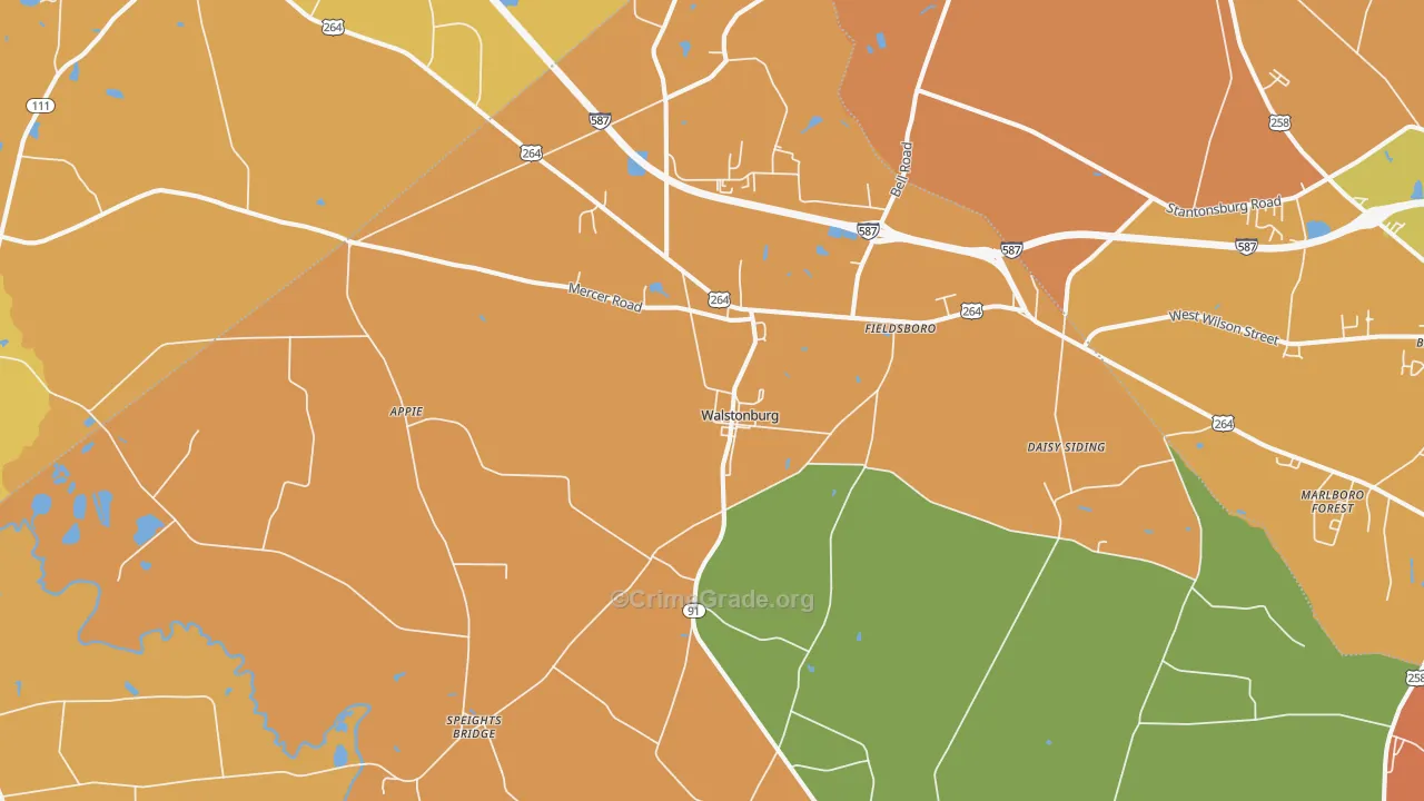 Walstonburg, NC Map of Murder Rates