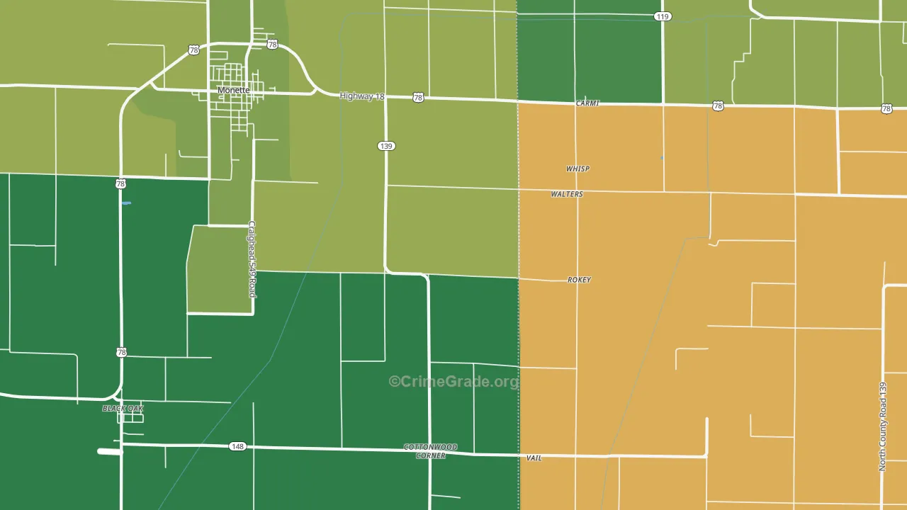 Walters, AR Map of Murder Rates