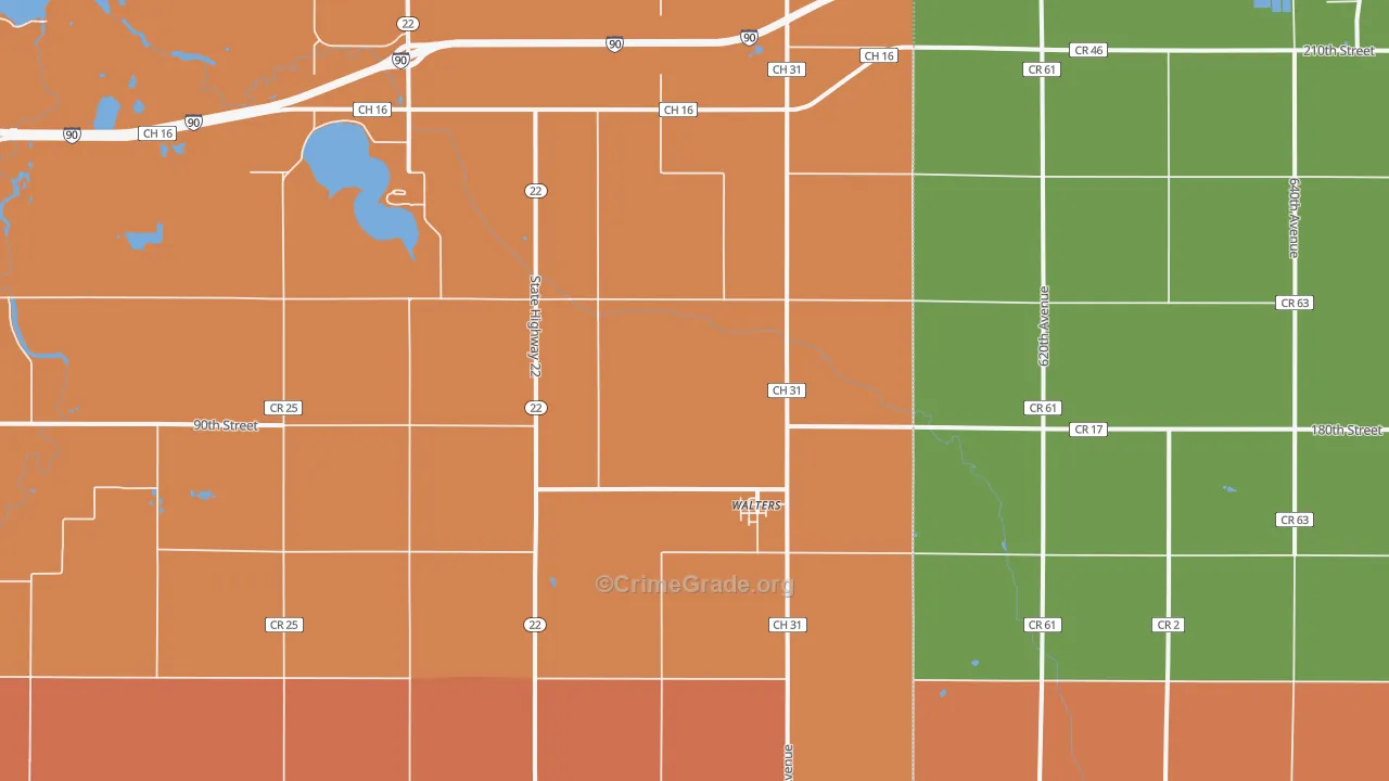 Walters, MN Map of Murder Rates