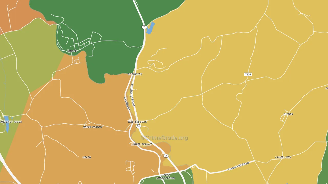 Waltersburg, PA Map of Murder Rates
