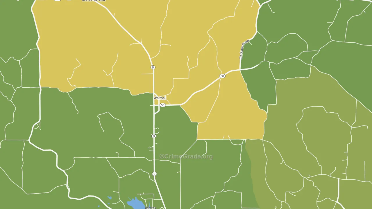 Walthall, MS Map of Murder Rates