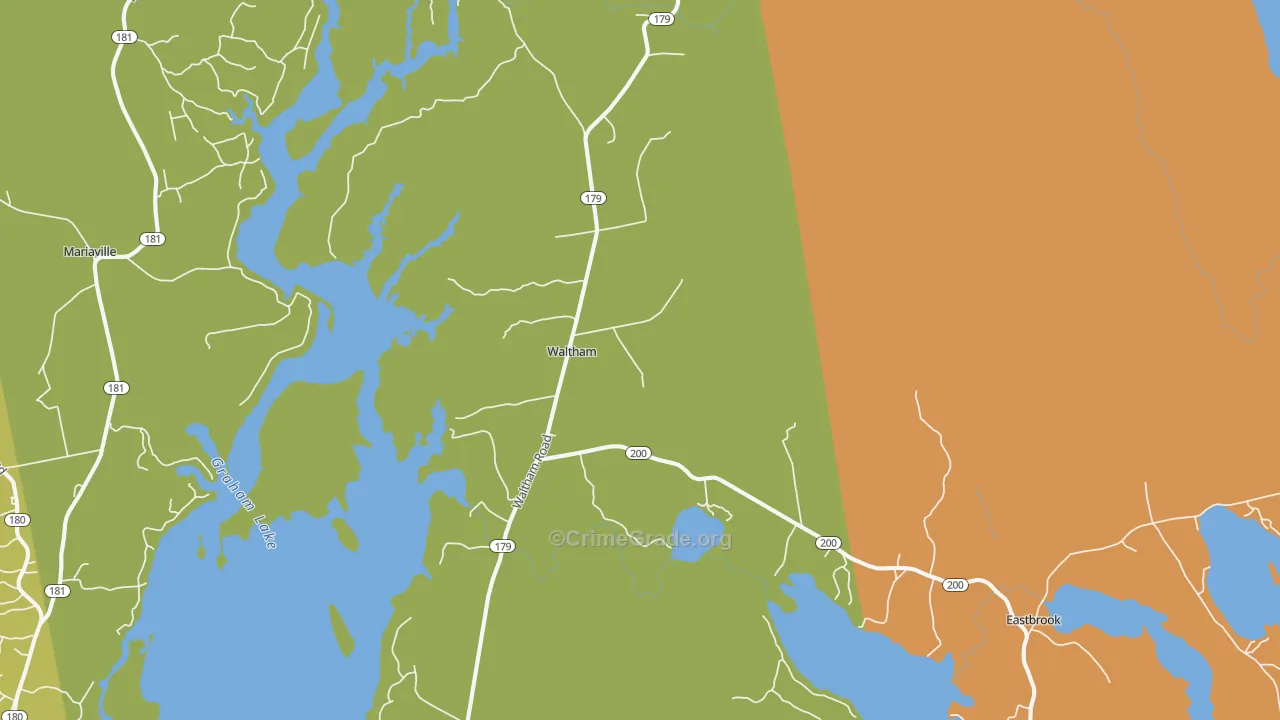 Waltham, ME Map of Murder Rates