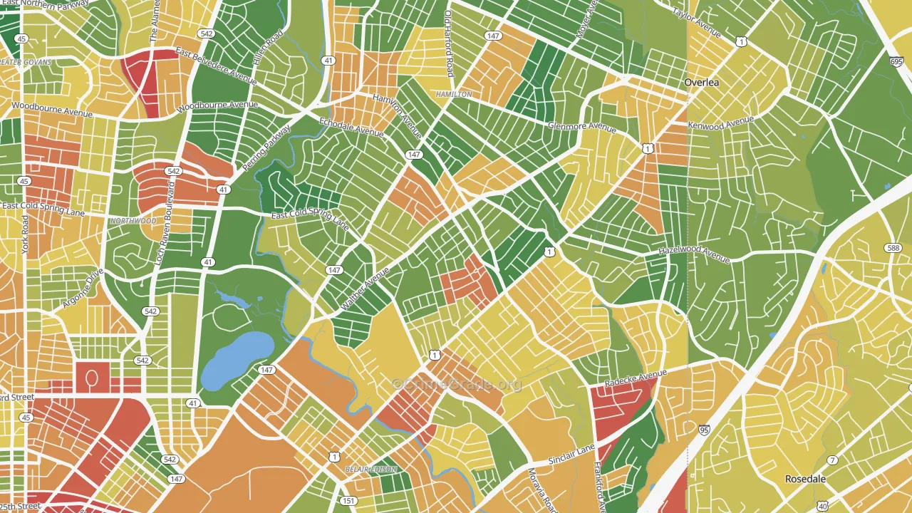 Waltherson, Baltimore, MD Map of Murder Rates