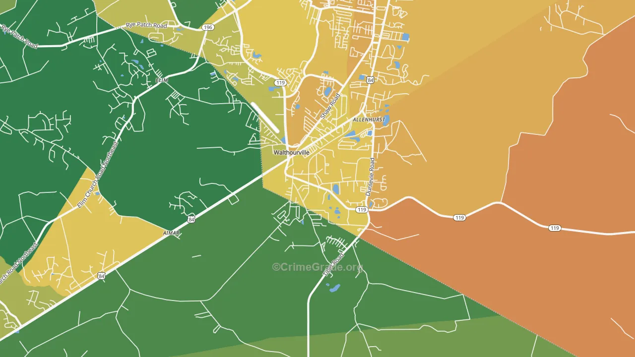 Walthourville, GA Map of Murder Rates