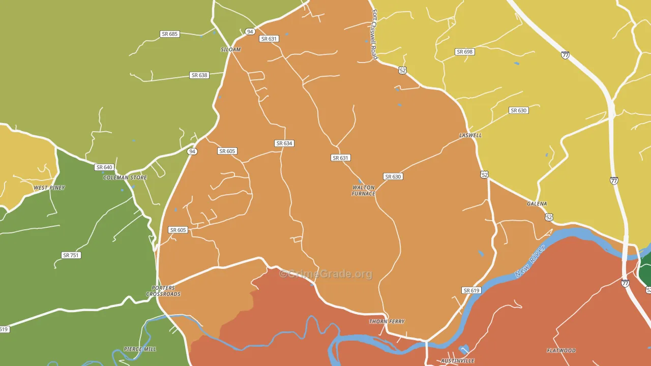 Walton Furnace, VA Map of Murder Rates
