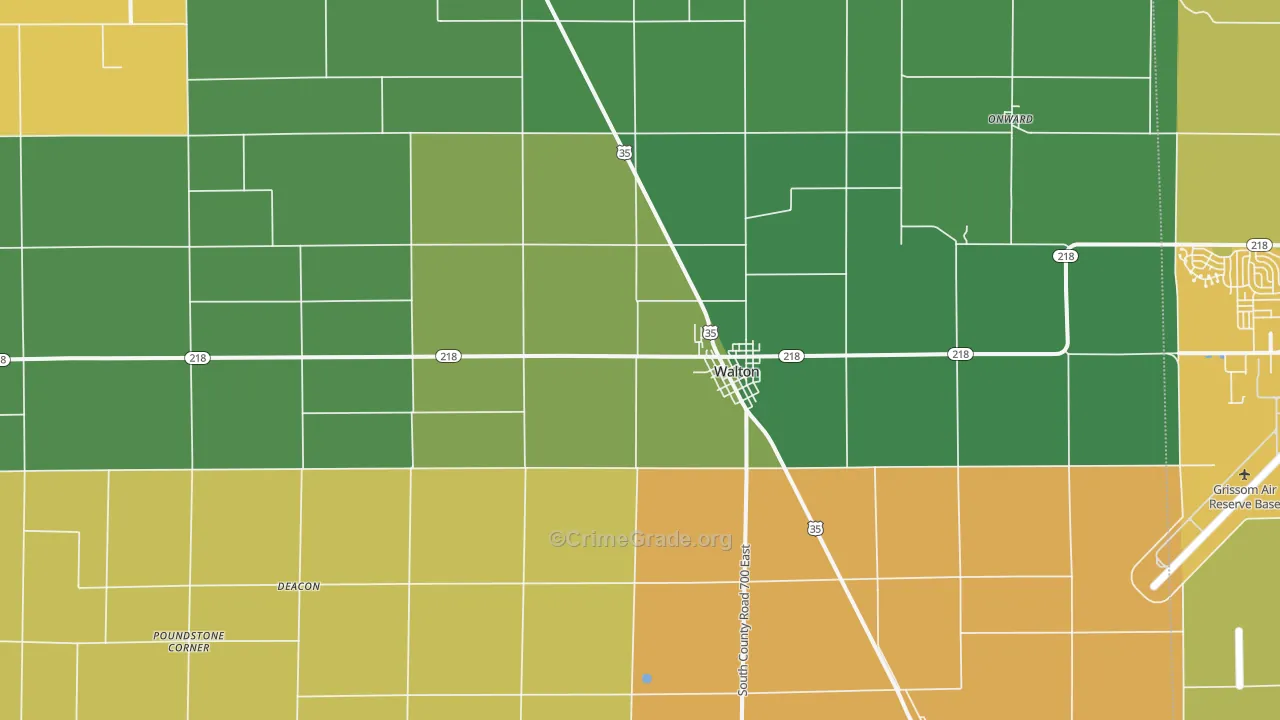 Walton, IN Map of Murder Rates