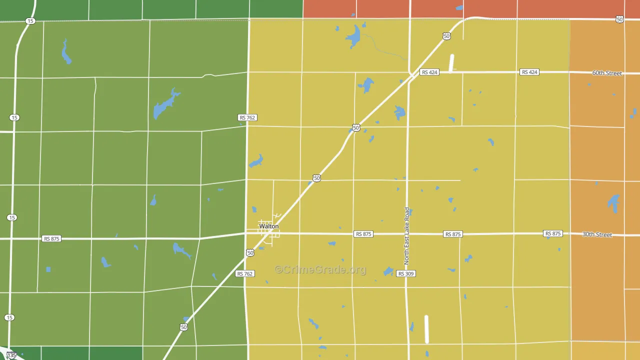 Walton, KS Map of Murder Rates