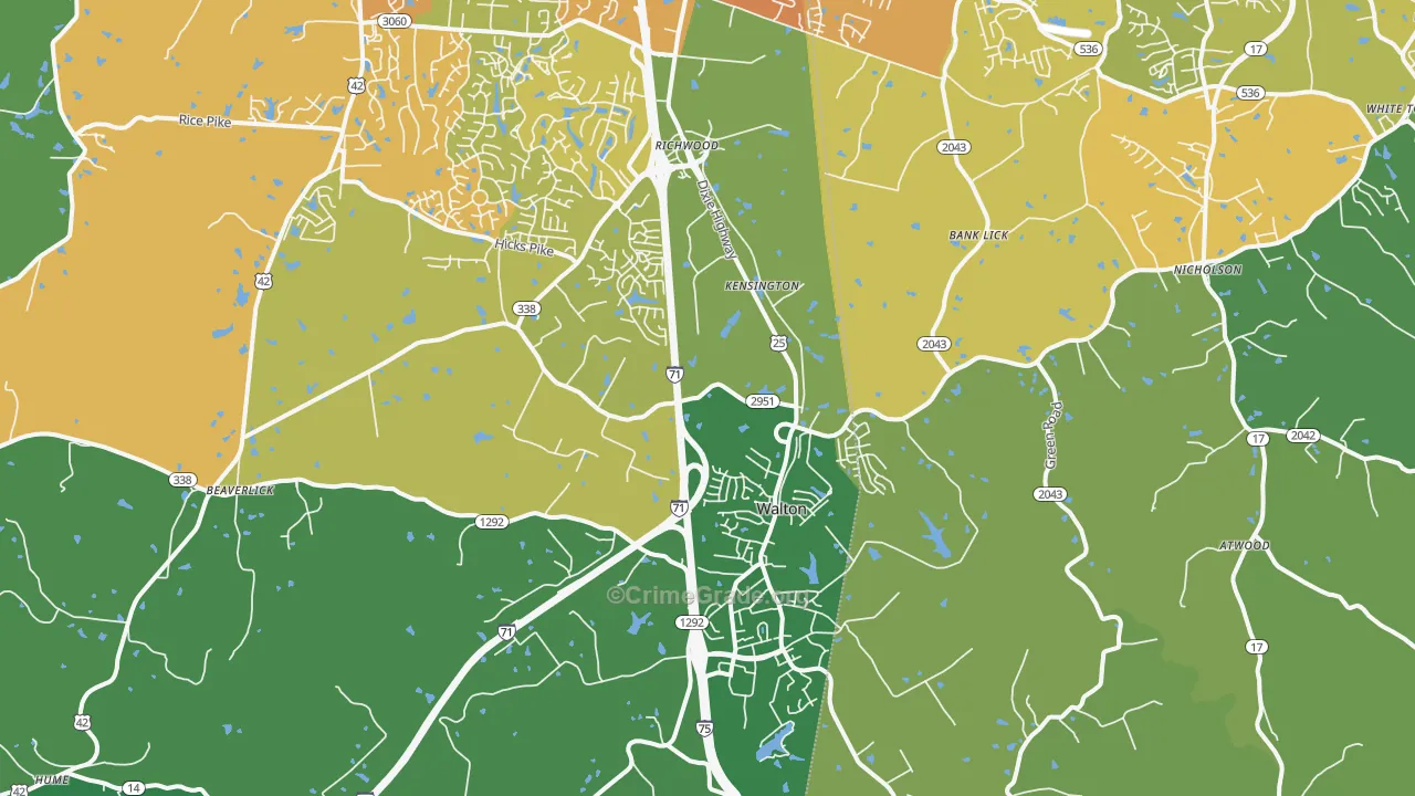 Walton, KY Map of Murder Rates