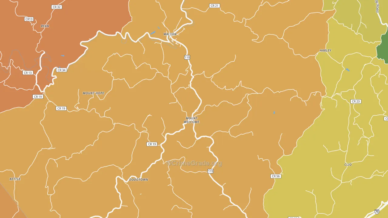 Walton, WV Map of Murder Rates