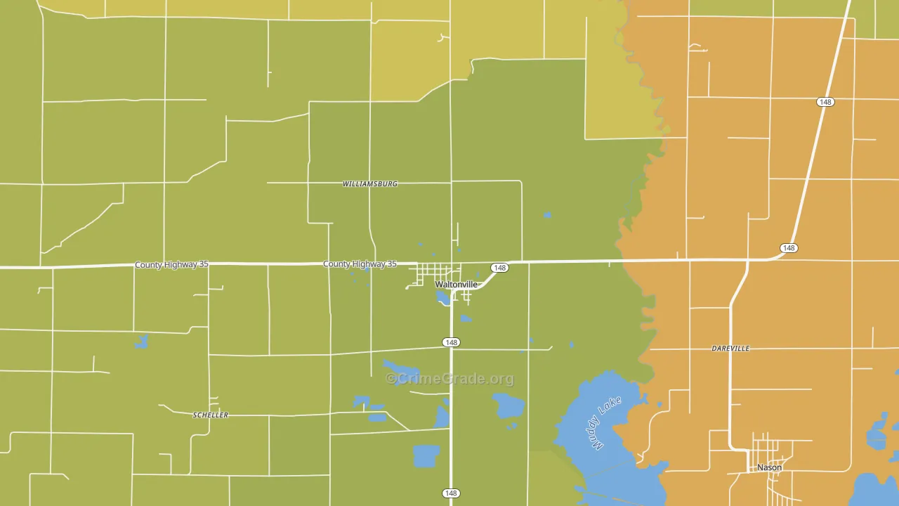 Waltonville, IL Map of Murder Rates