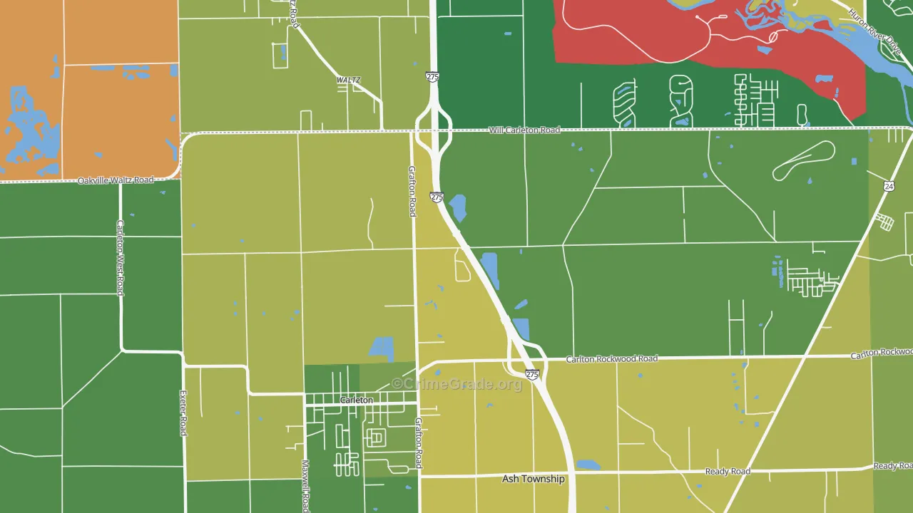 Waltz, MI Map of Murder Rates
