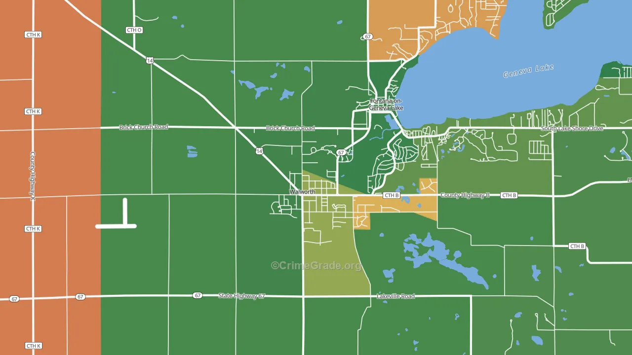 Walworth, WI Map of Murder Rates
