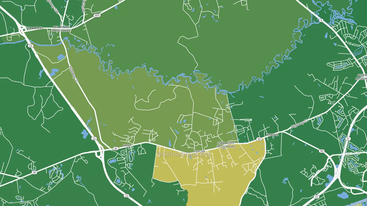 Wampee, SC Map of Murder Rates