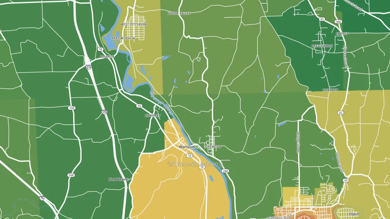 Wampum, PA Map of Murder Rates