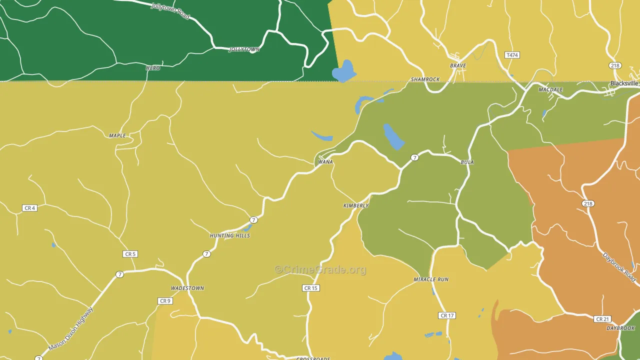 Wana, WV Map of Murder Rates