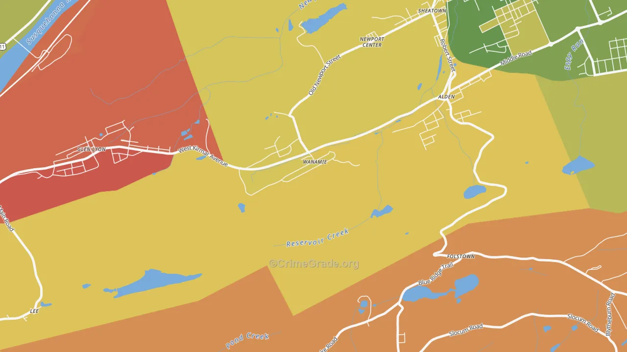 Wanamie, PA Map of Murder Rates