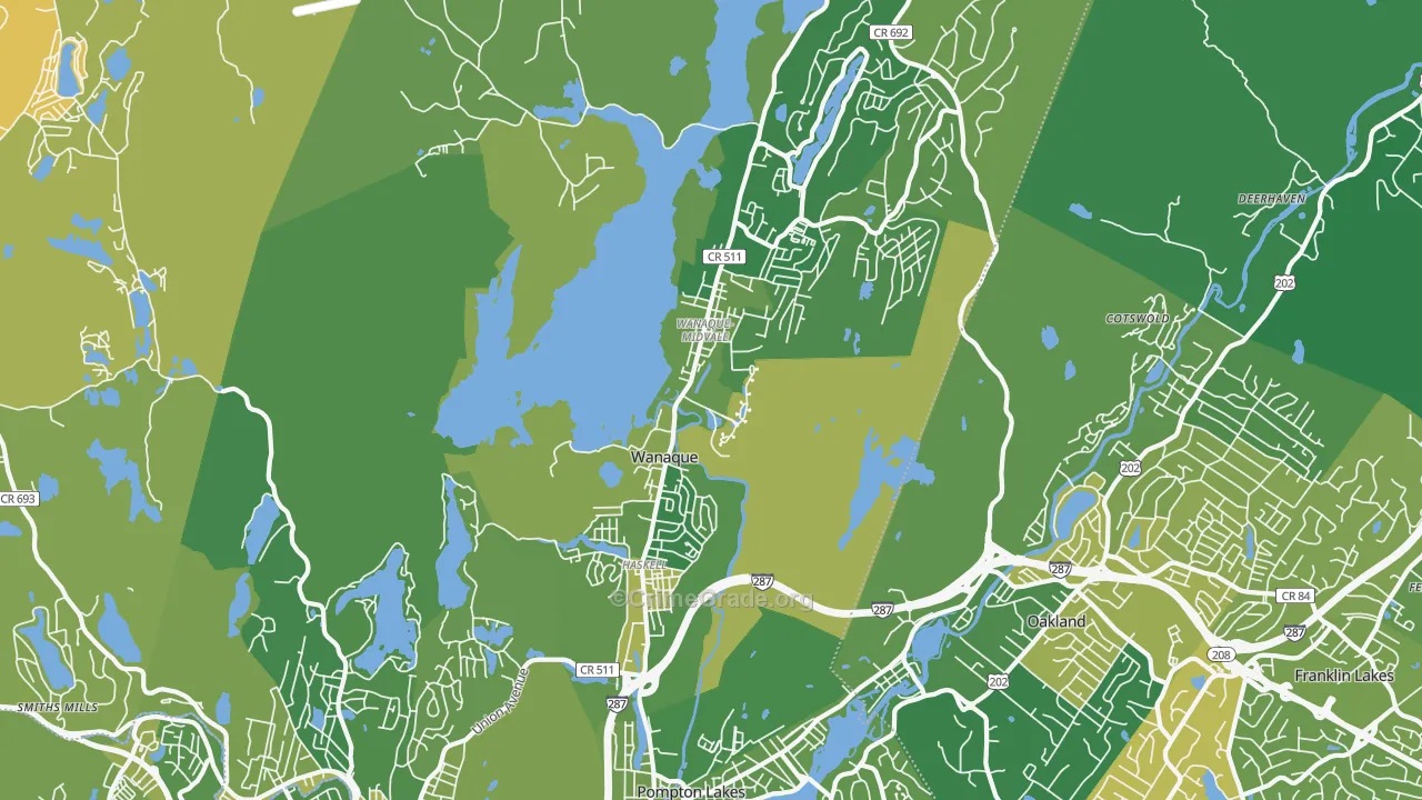 Wanaque, NJ Map of Murder Rates