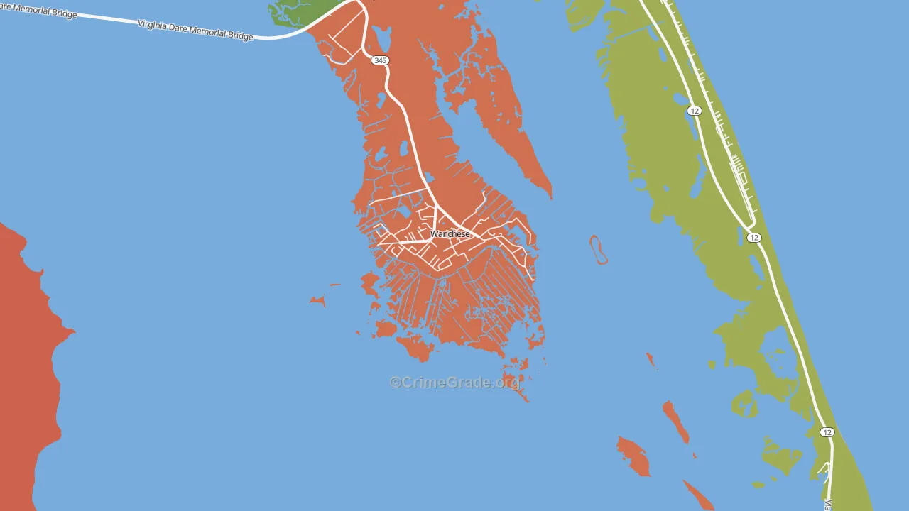 Wanchese, NC Map of Murder Rates