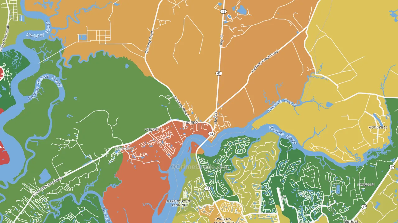 Wando, SC Map of Murder Rates