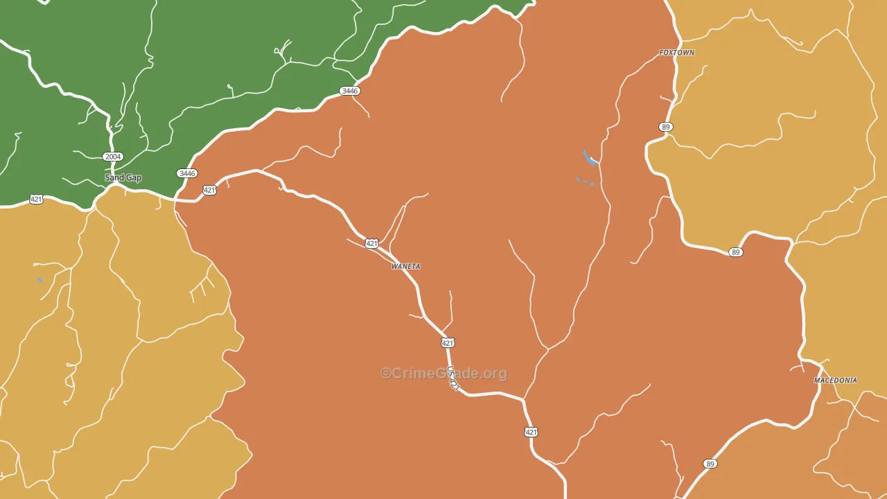 Waneta, KY Map of Murder Rates