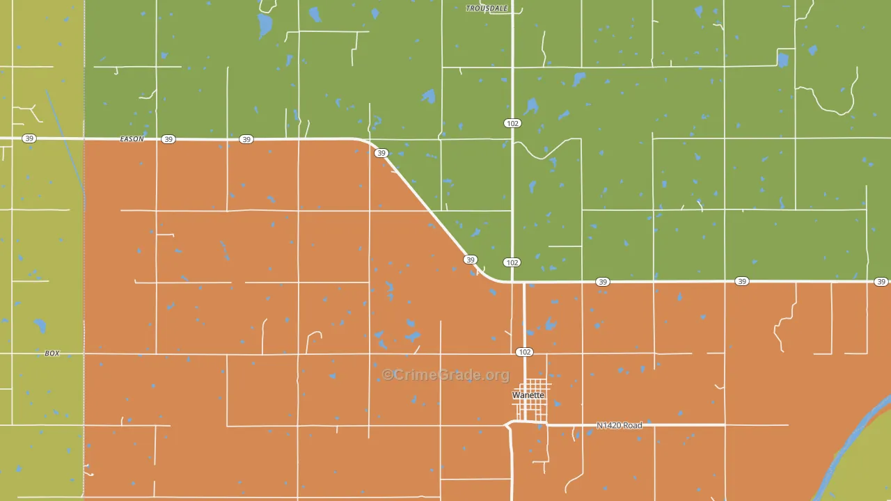 Wanette, OK Map of Murder Rates