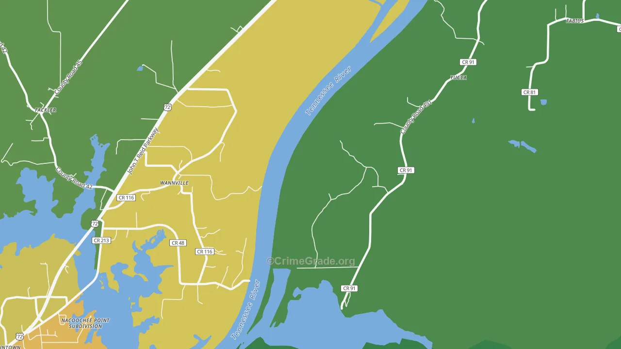 Wannville, AL Map of Murder Rates
