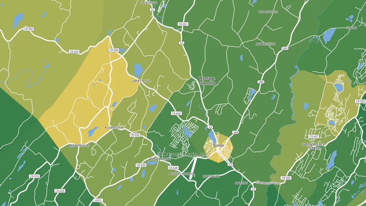 Wantage, NJ Map of Murder Rates