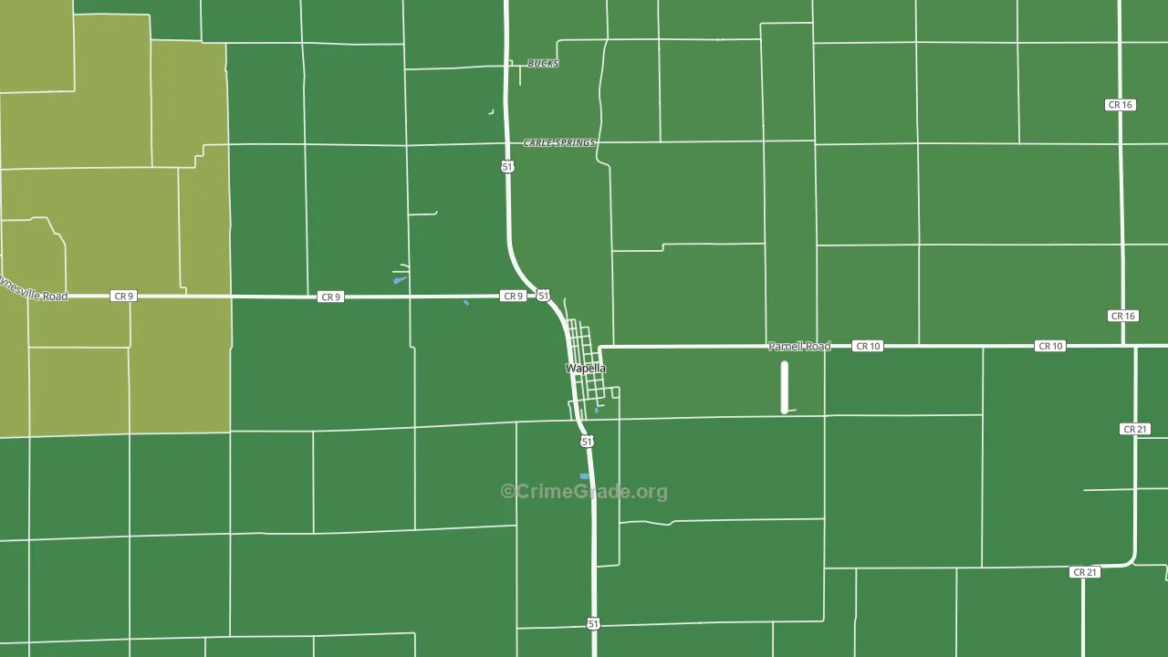 Wapella, IL Map of Murder Rates
