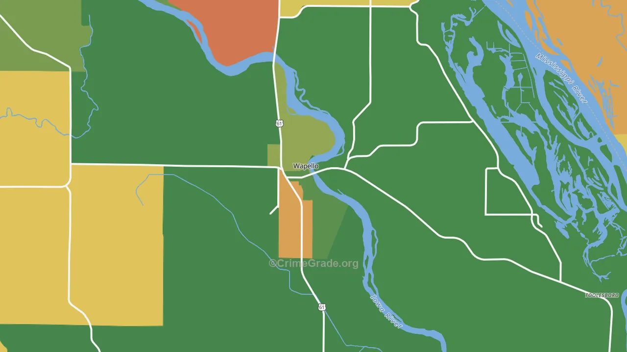 Wapello, IA Map of Murder Rates