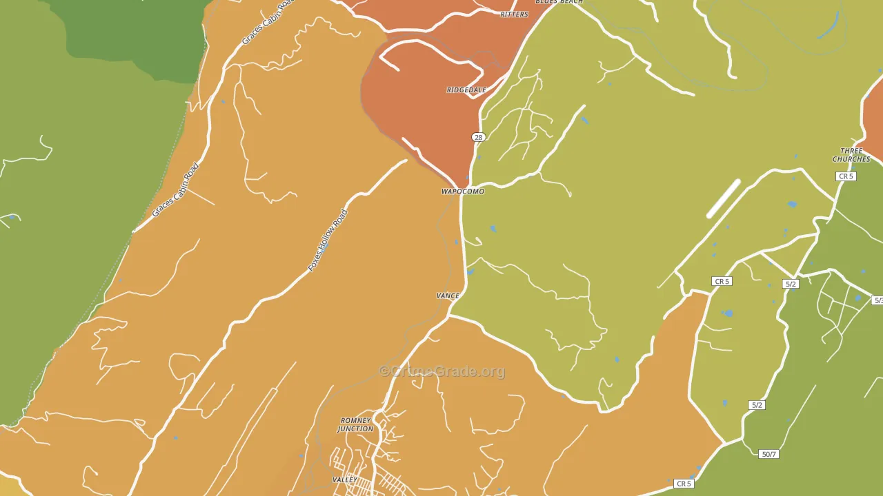 Wapocomo, WV Map of Murder Rates