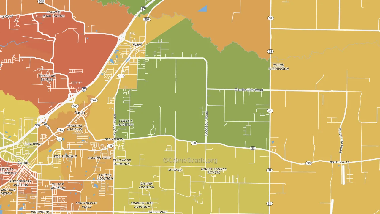 Ward, AR Map of Murder Rates