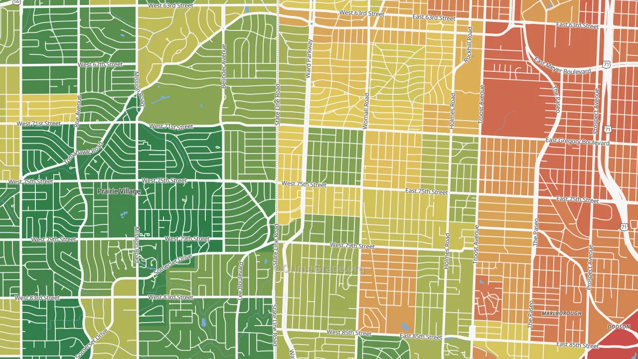 Ward Parkway, Kansas City, MO Map of Murder Rates