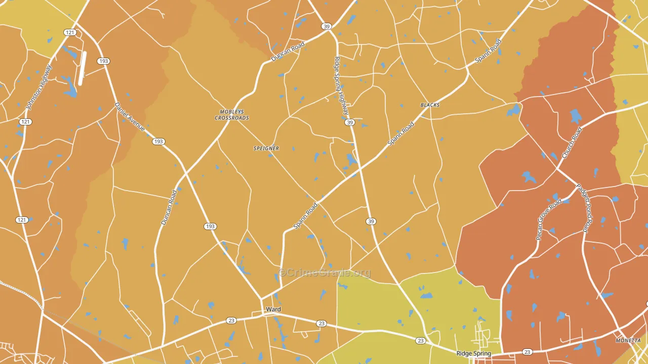 Ward, SC Map of Murder Rates