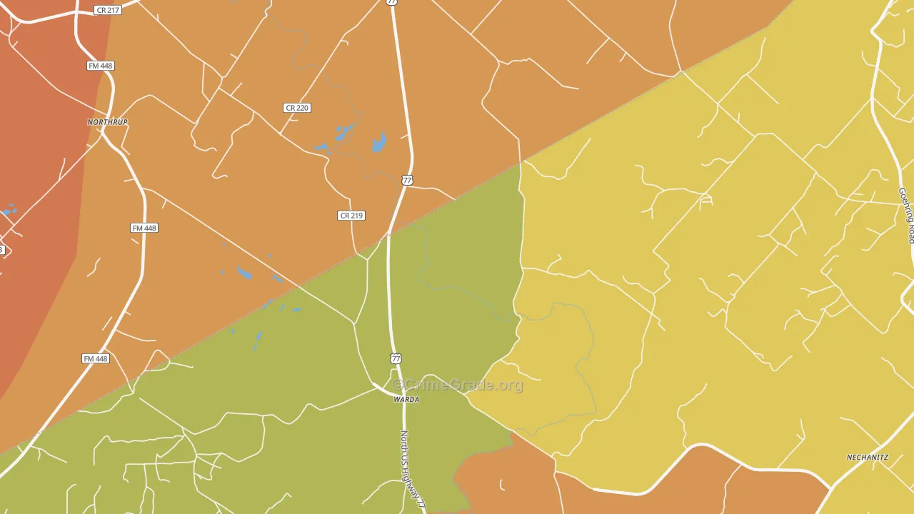 Warda, TX Map of Murder Rates